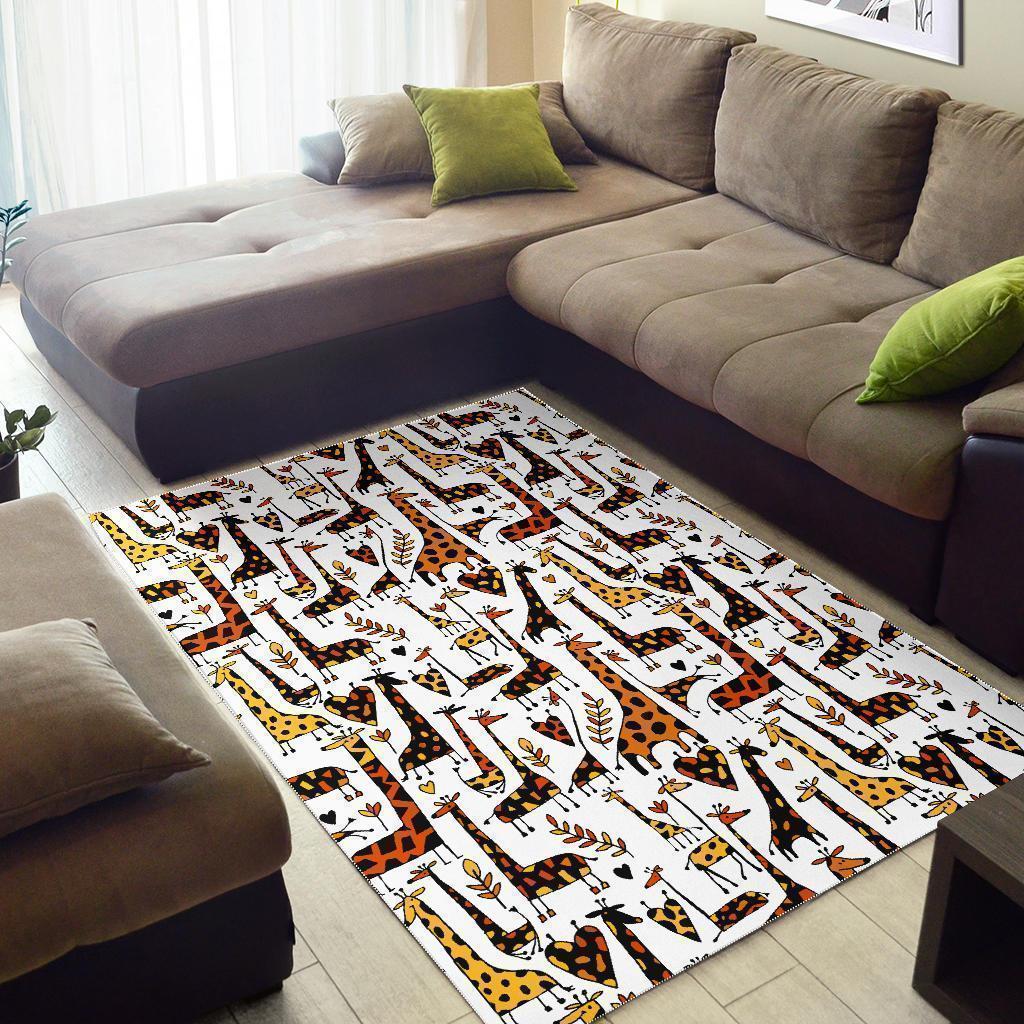 Cartoon Giraffe Pattern Print Area Rug