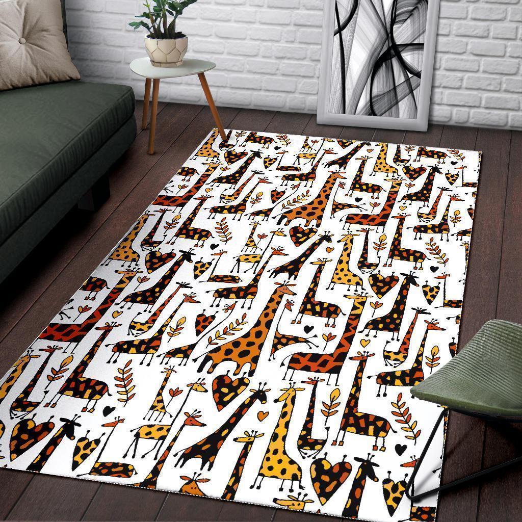 Cartoon Giraffe Pattern Print Area Rug