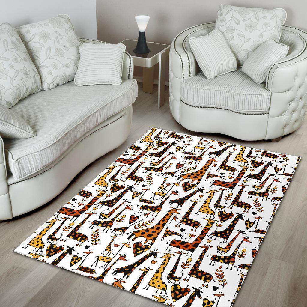 Cartoon Giraffe Pattern Print Area Rug