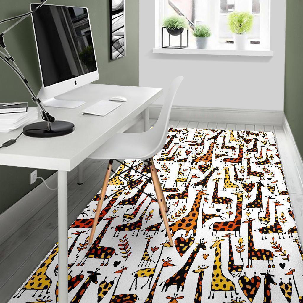 Cartoon Giraffe Pattern Print Area Rug