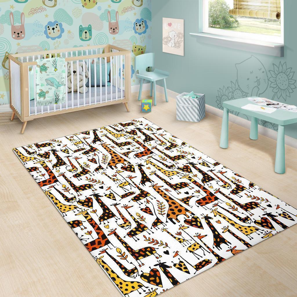 Cartoon Giraffe Pattern Print Area Rug