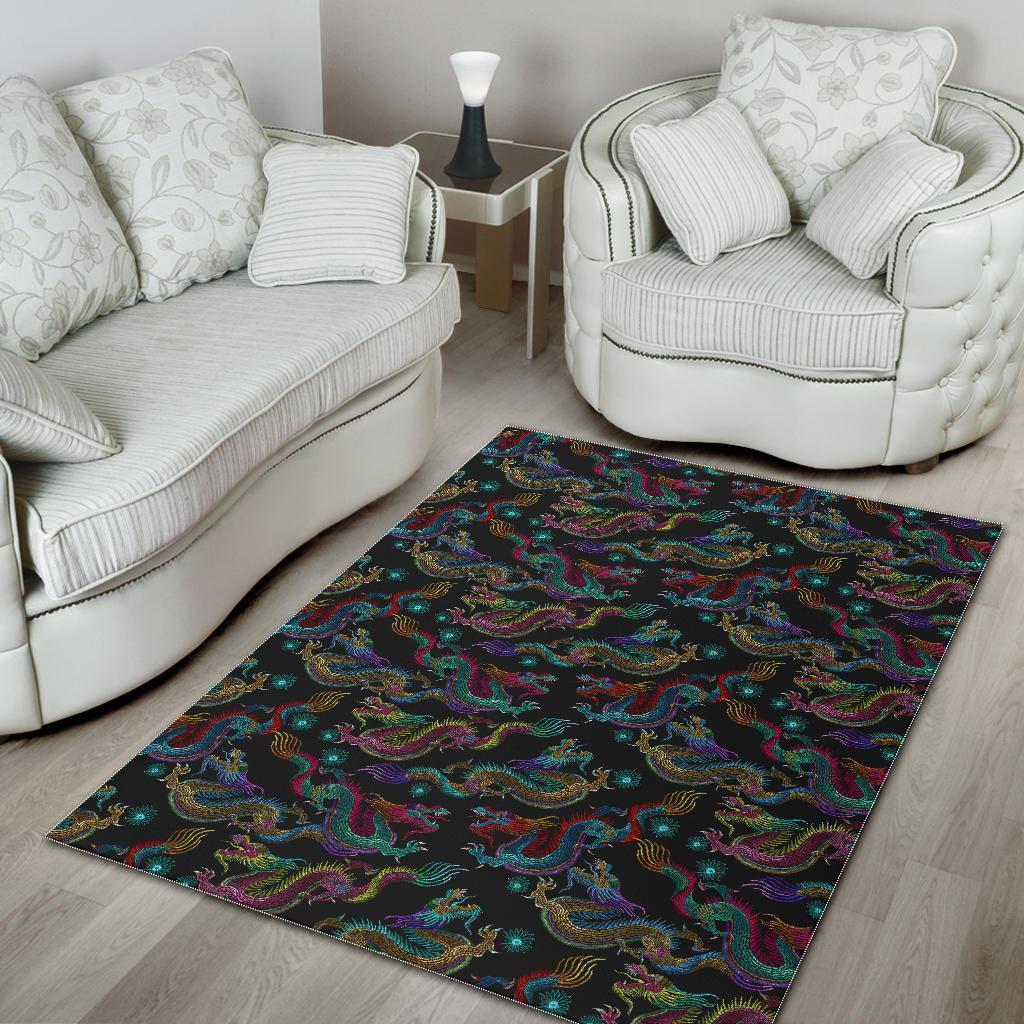 Chinese Dragon Pattern Print Area Rug