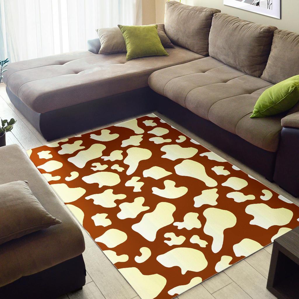 Chocolate And Milk Cow Print Area Rug