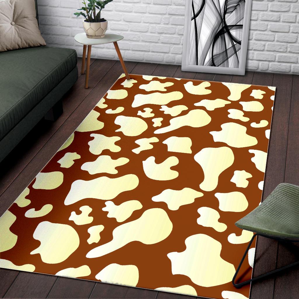 Chocolate And Milk Cow Print Area Rug
