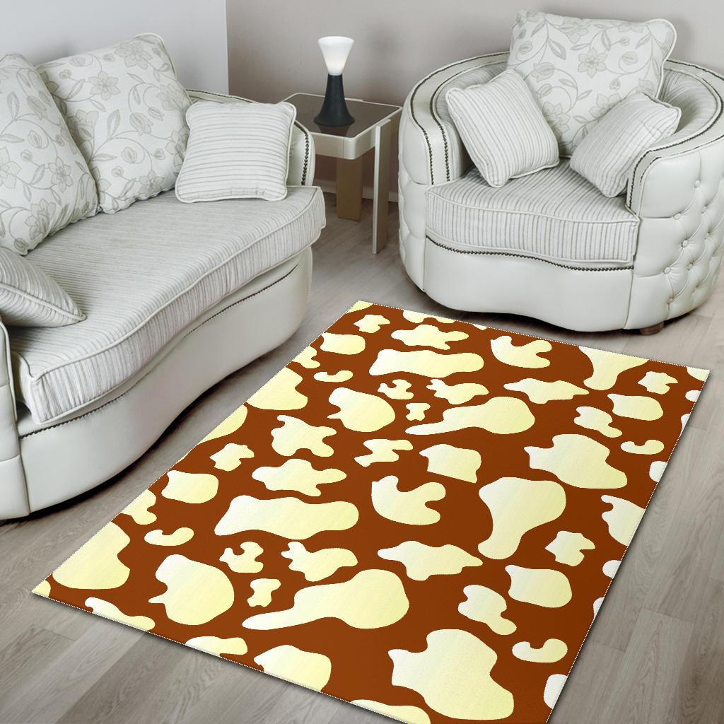 Chocolate And Milk Cow Print Area Rug