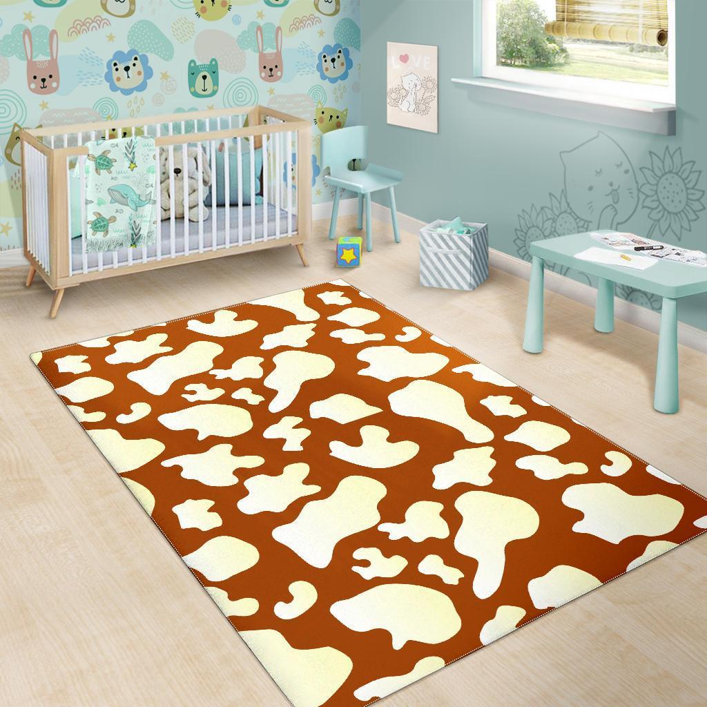 Chocolate And Milk Cow Print Area Rug