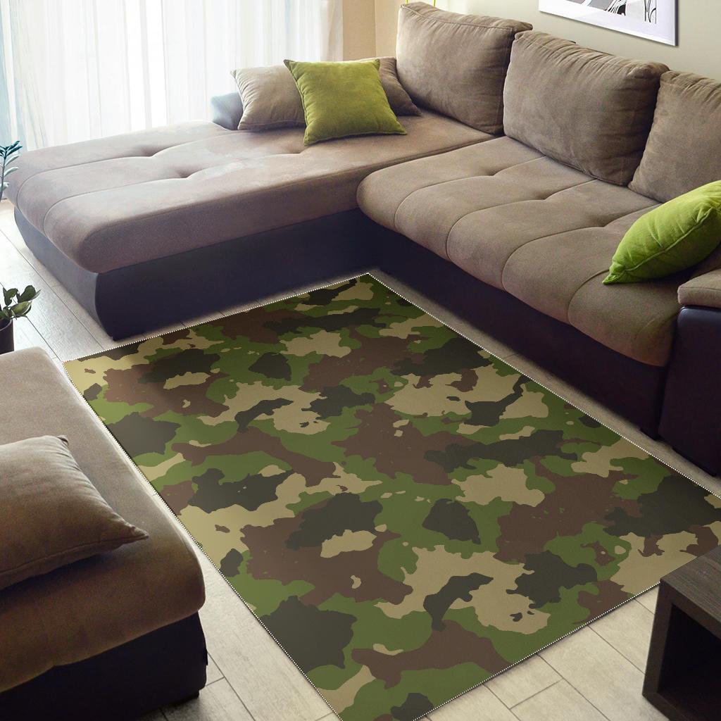 Classic Green Camouflage Print Area Rug