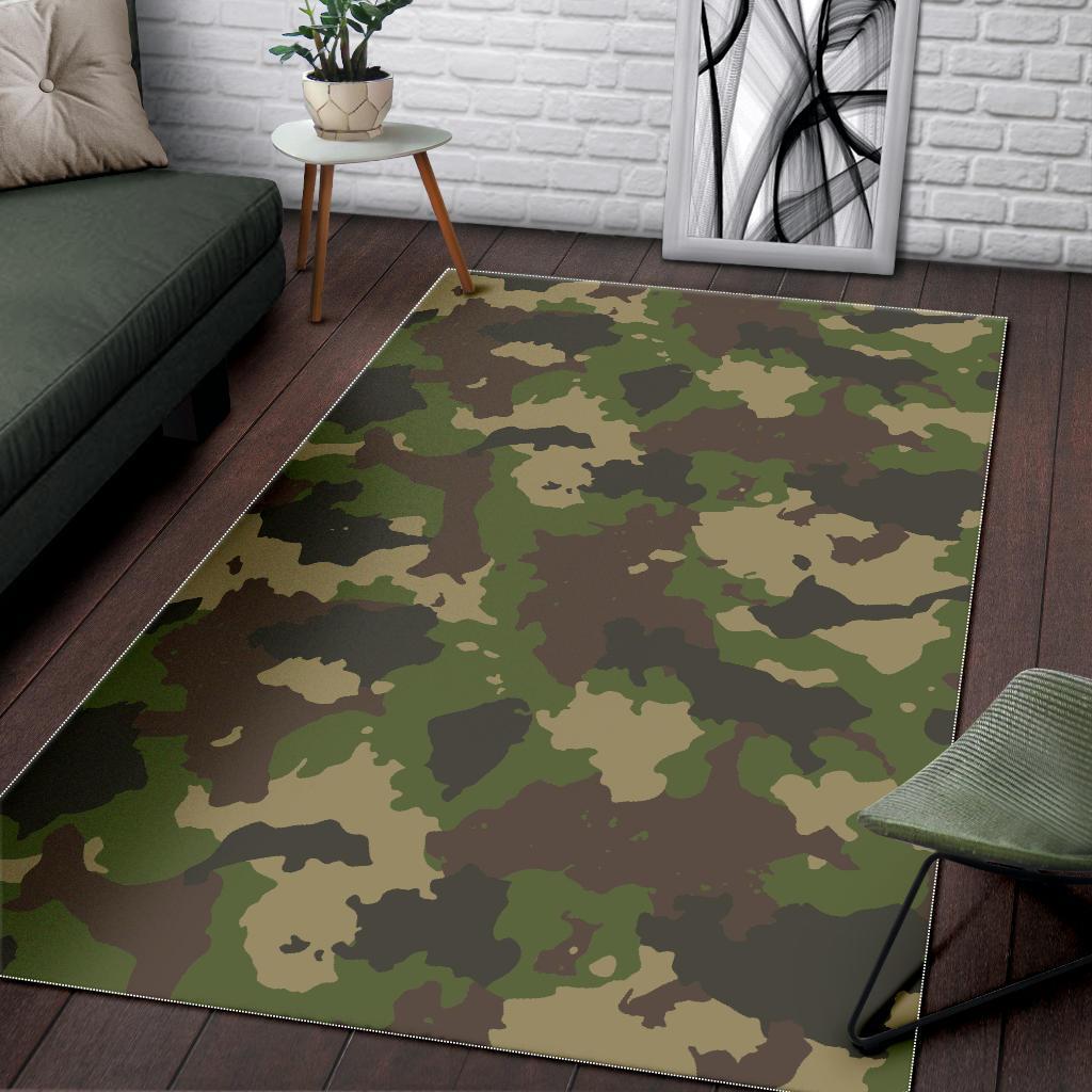 Classic Green Camouflage Print Area Rug