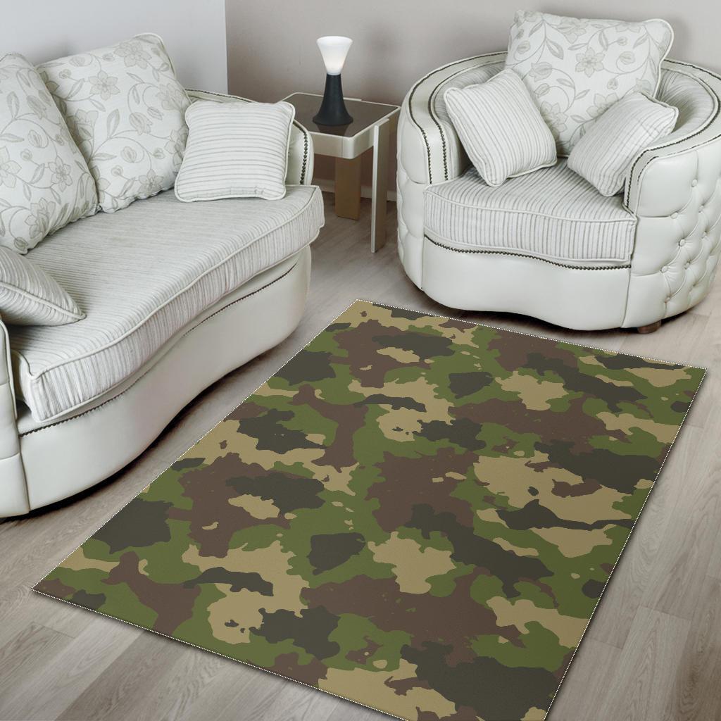 Classic Green Camouflage Print Area Rug