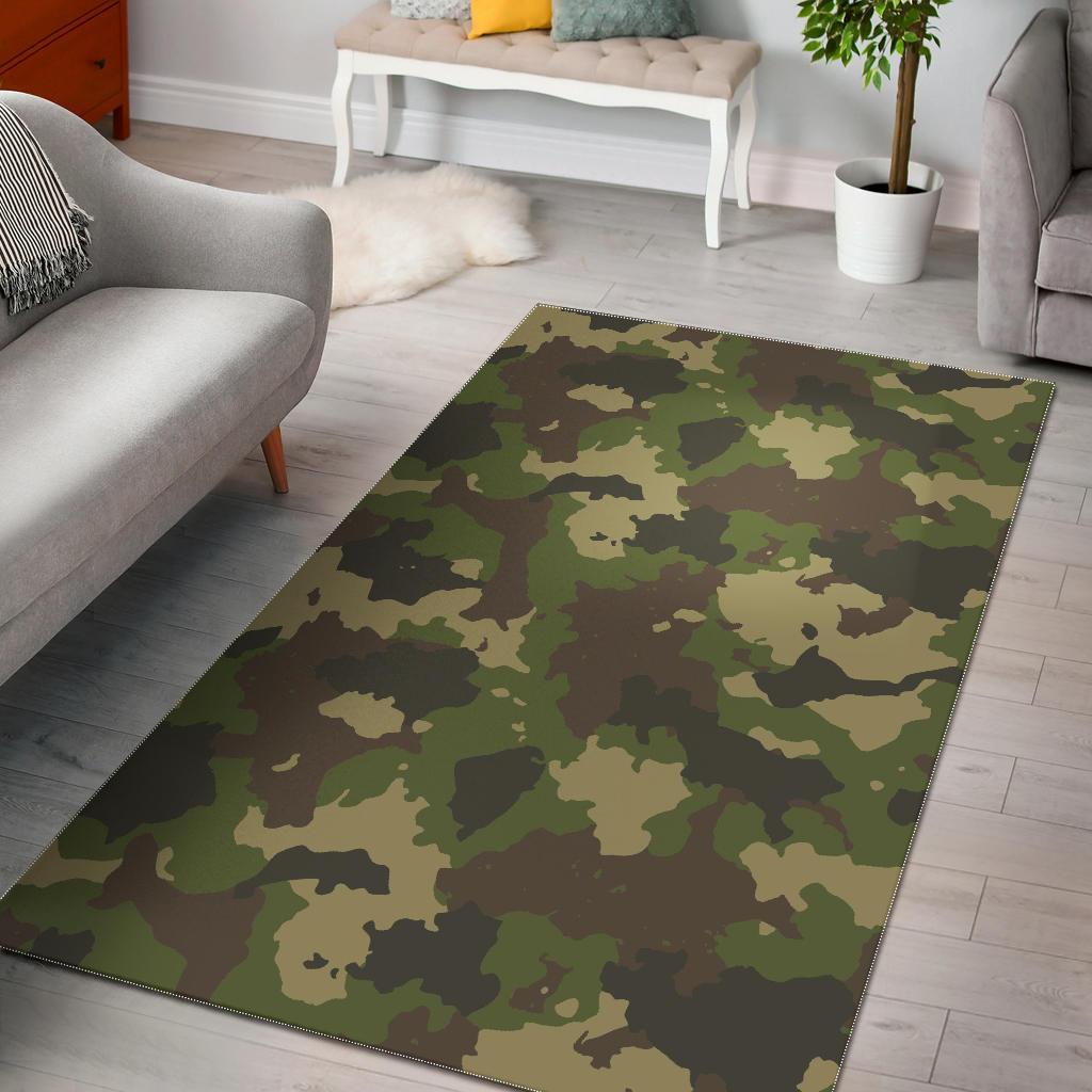 Classic Green Camouflage Print Area Rug