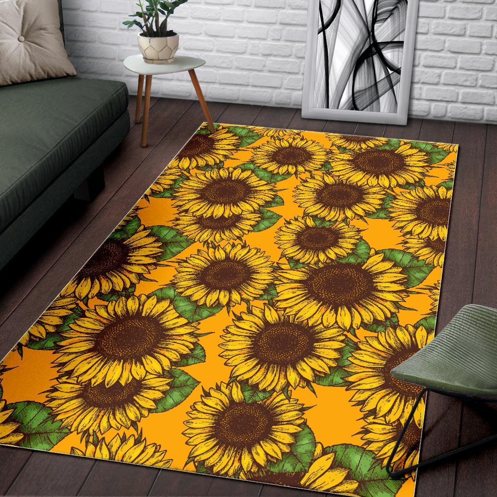 Classic Vintage Sunflower Pattern Print Area Rug