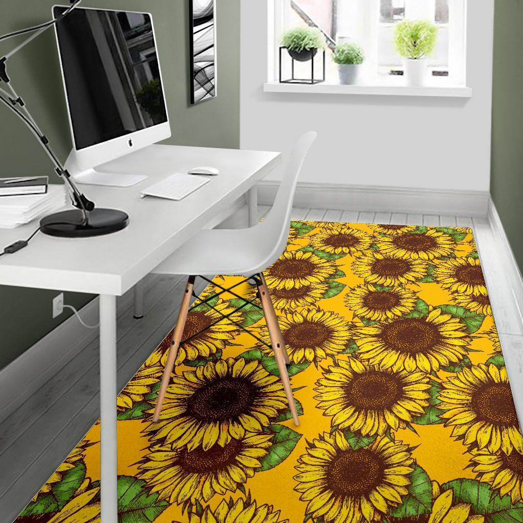 Classic Vintage Sunflower Pattern Print Area Rug