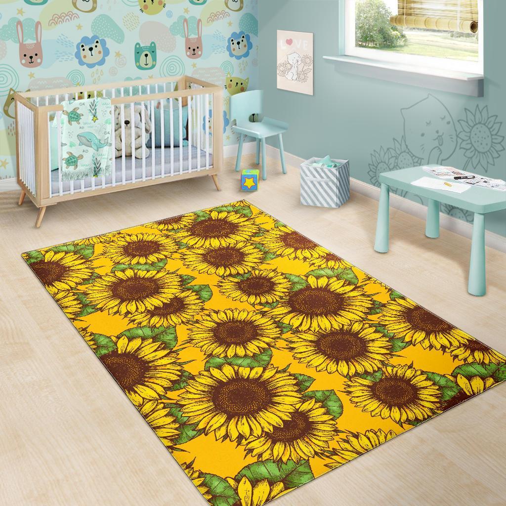 Classic Vintage Sunflower Pattern Print Area Rug