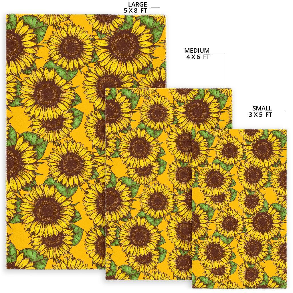 Classic Vintage Sunflower Pattern Print Area Rug