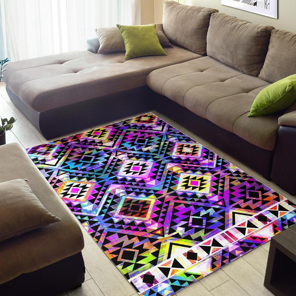 Colorful Aztec Pattern Print Area Rug
