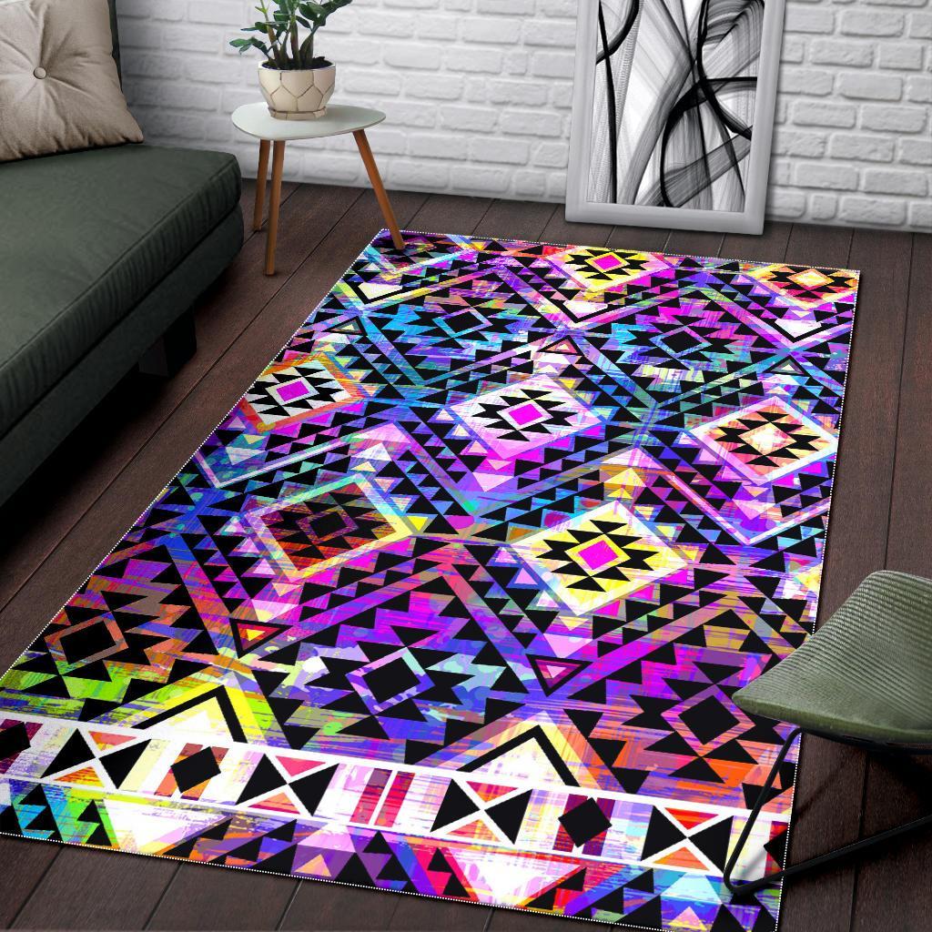 Colorful Aztec Pattern Print Area Rug