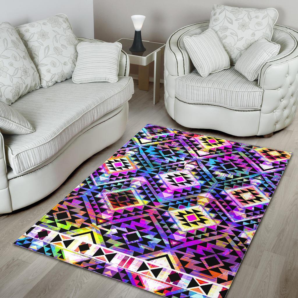 Colorful Aztec Pattern Print Area Rug