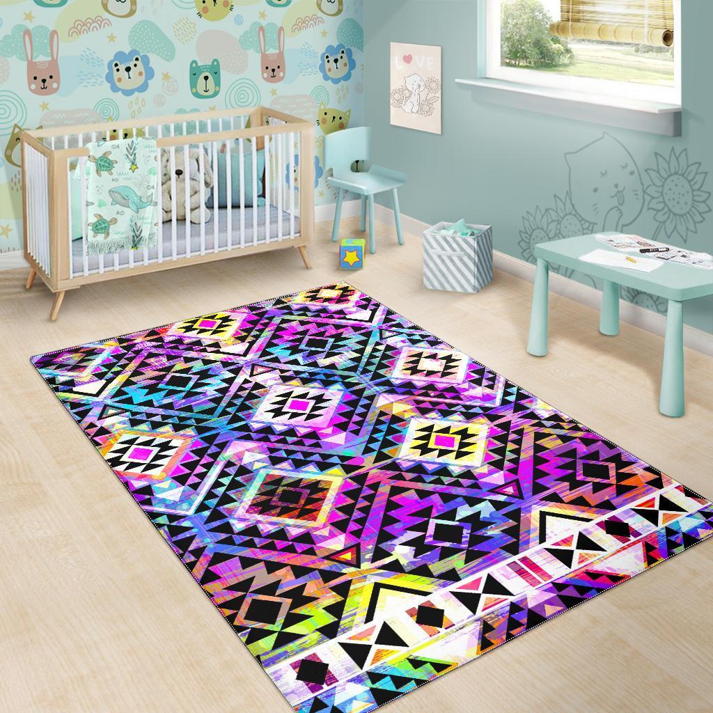 Colorful Aztec Pattern Print Area Rug
