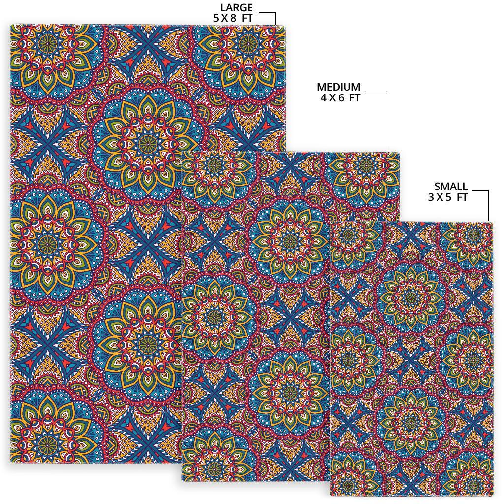Colorful Bohemian Mandala Pattern Print Area Rug