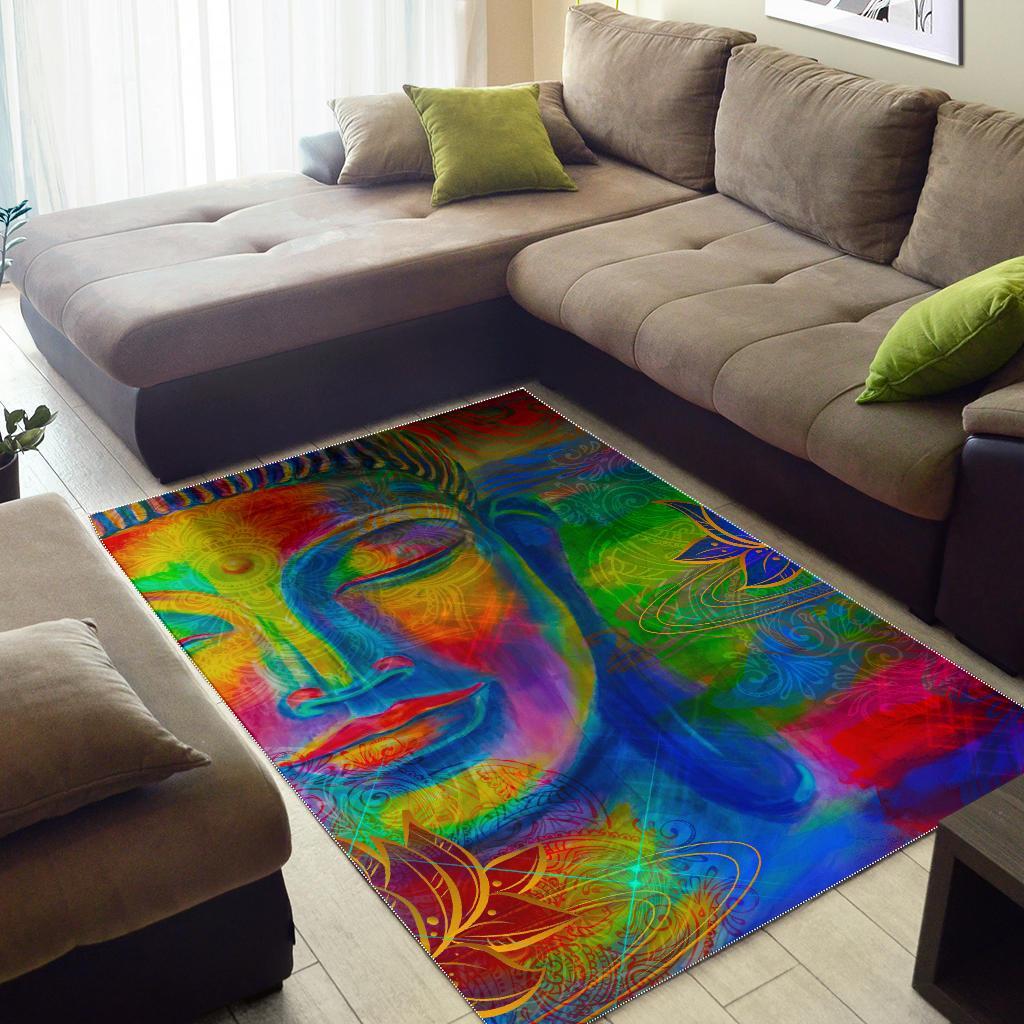 Colorful Buddha Print Area Rug