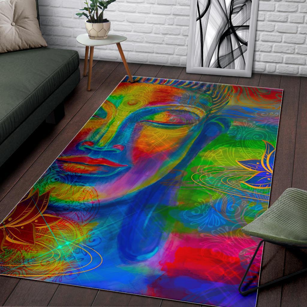 Colorful Buddha Print Area Rug