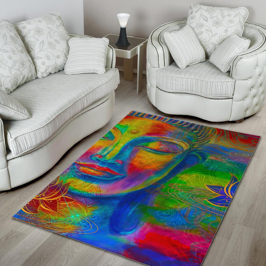 Colorful Buddha Print Area Rug