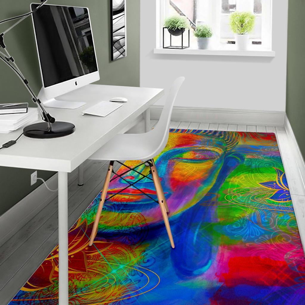 Colorful Buddha Print Area Rug