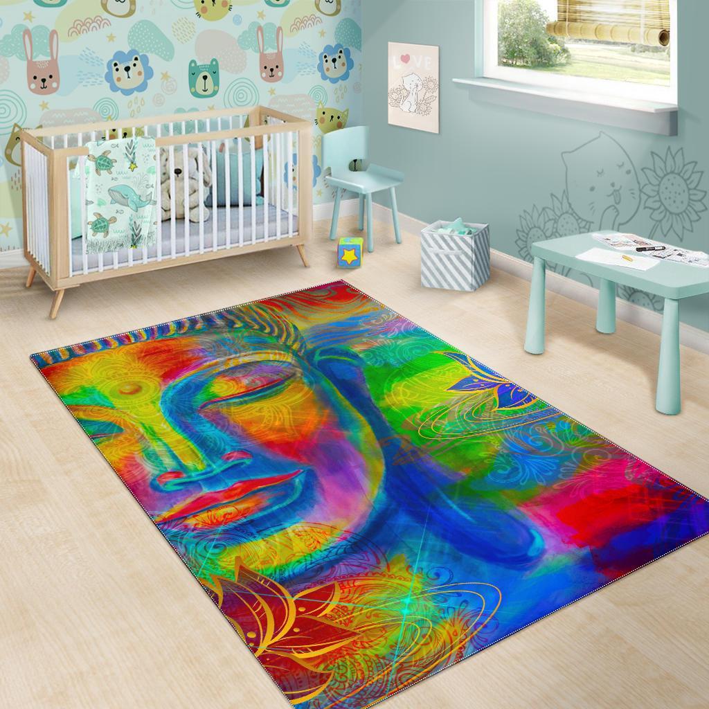 Colorful Buddha Print Area Rug