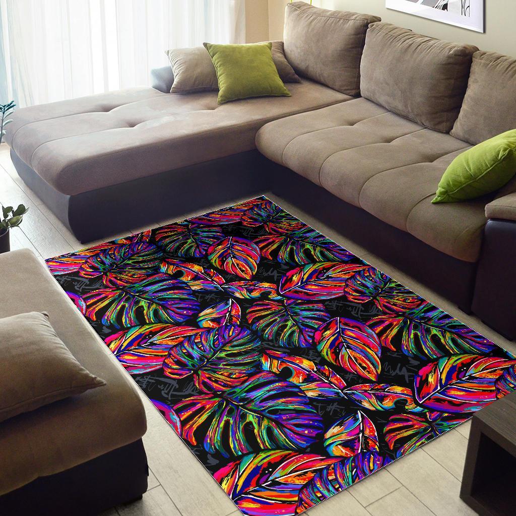 Colorful Leaf Tropical Pattern Print Area Rug
