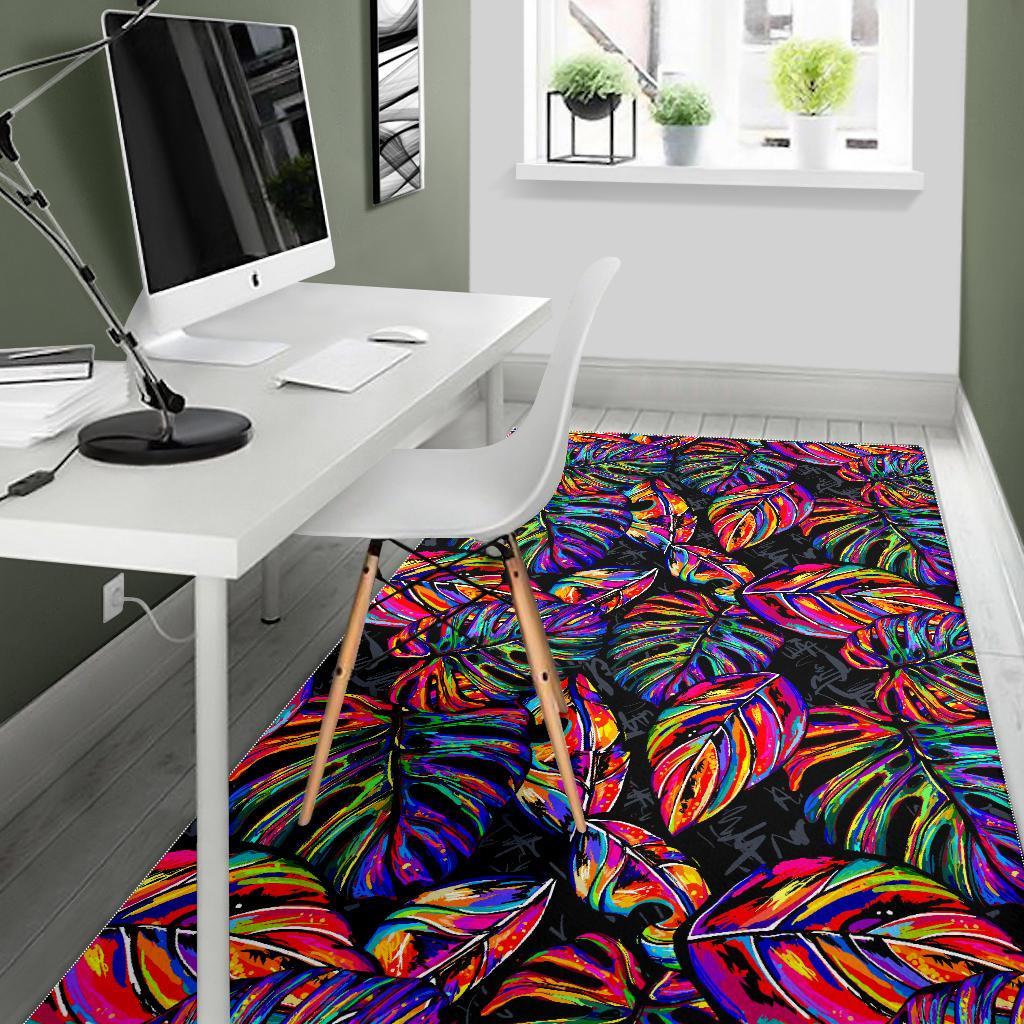 Colorful Leaf Tropical Pattern Print Area Rug