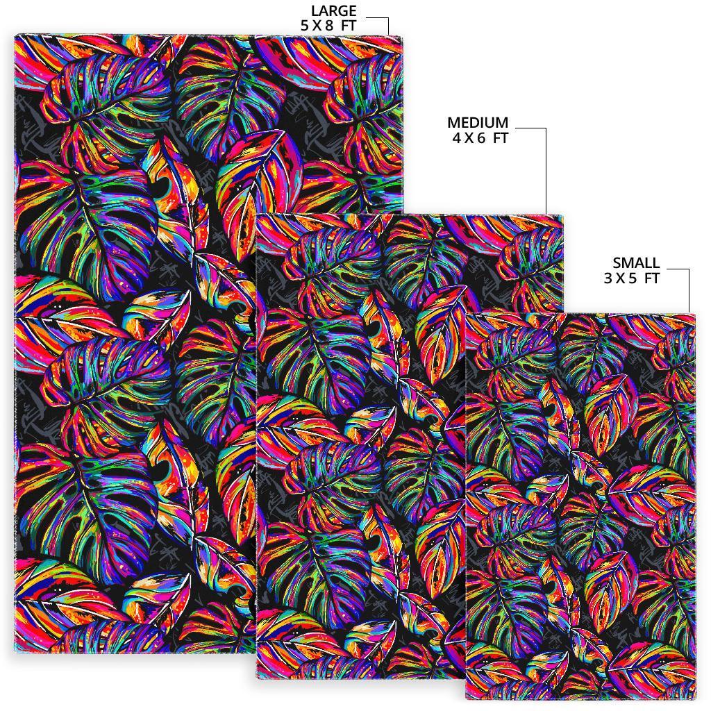 Colorful Leaf Tropical Pattern Print Area Rug