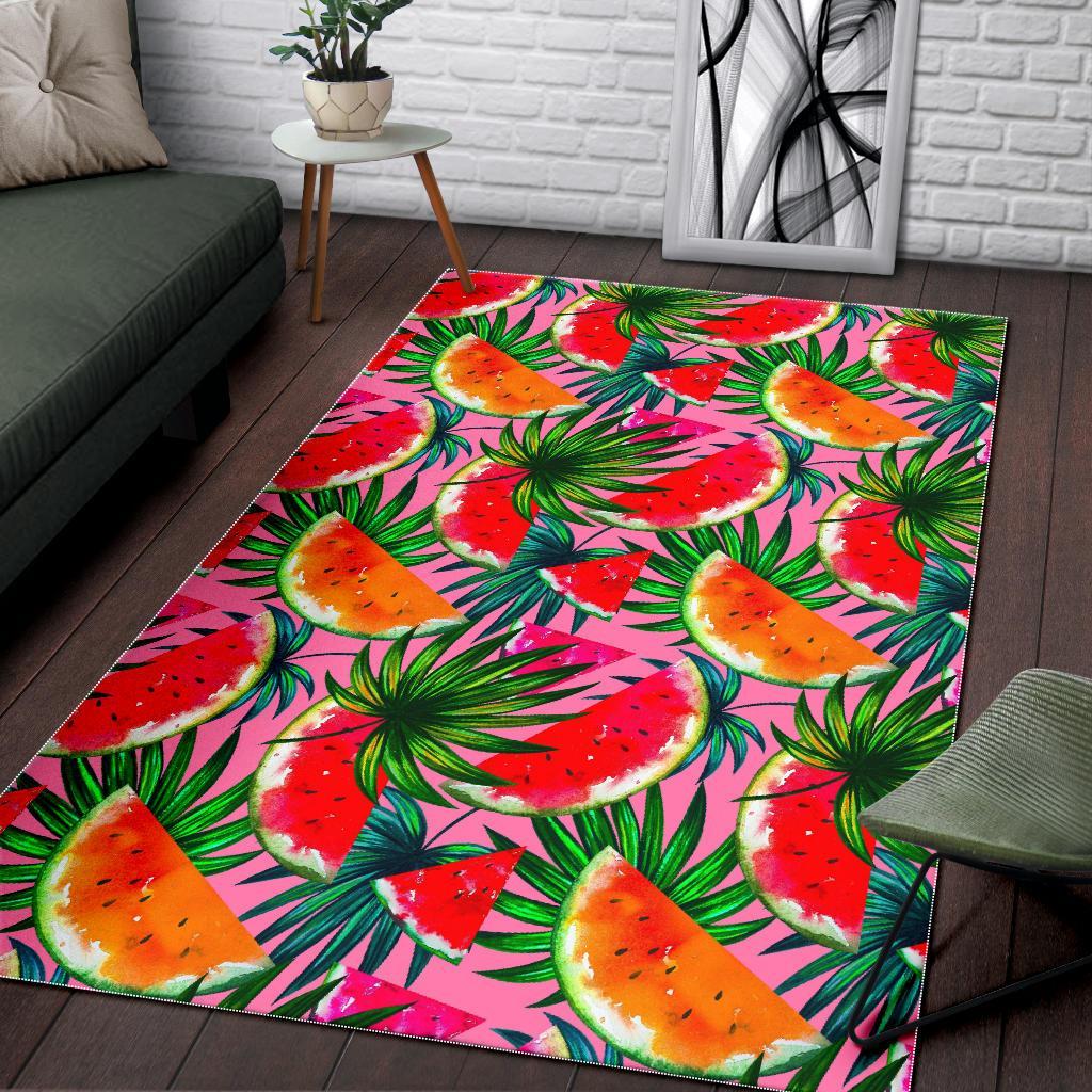 Colorful Leaf Watermelon Pattern Print Area Rug