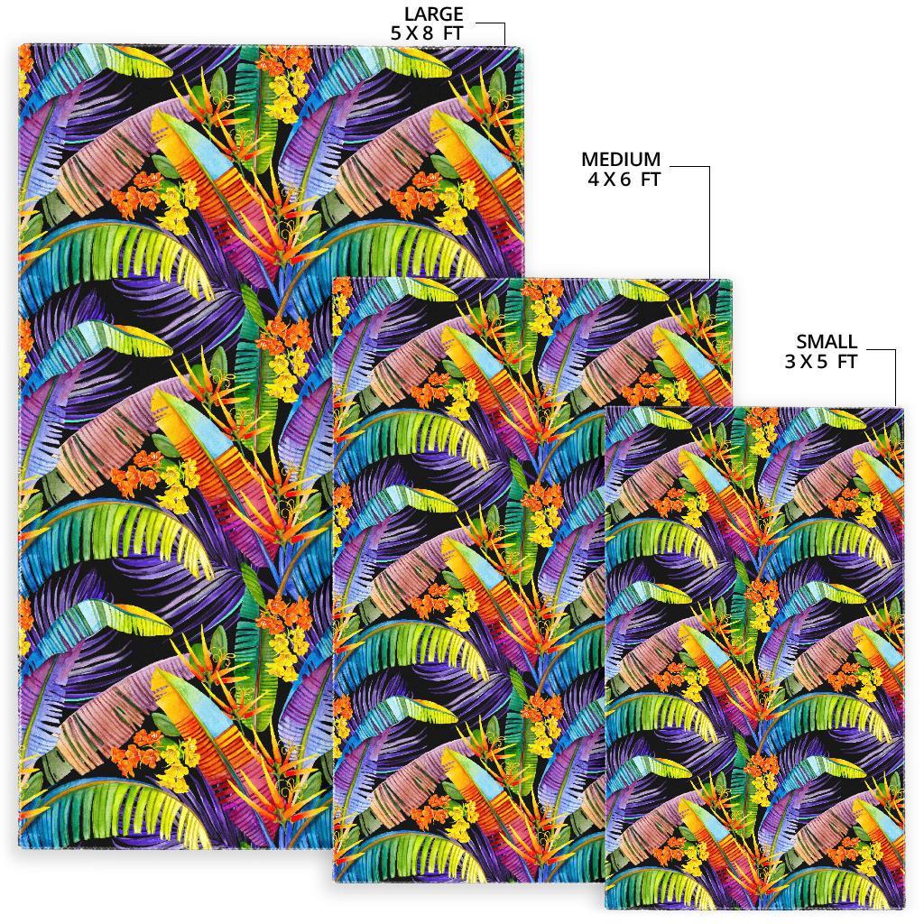 Colorful Leaves Tropical Pattern Print Area Rug