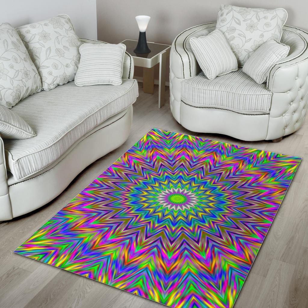 Colorful Psychedelic Optical Illusion Area Rug