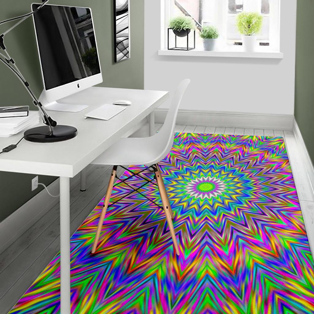Colorful Psychedelic Optical Illusion Area Rug