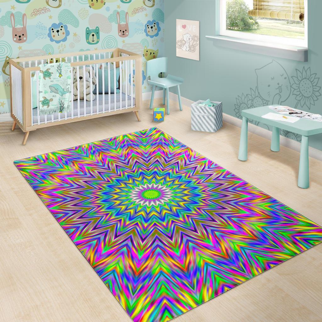 Colorful Psychedelic Optical Illusion Area Rug