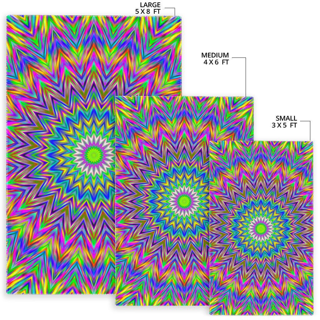 Colorful Psychedelic Optical Illusion Area Rug