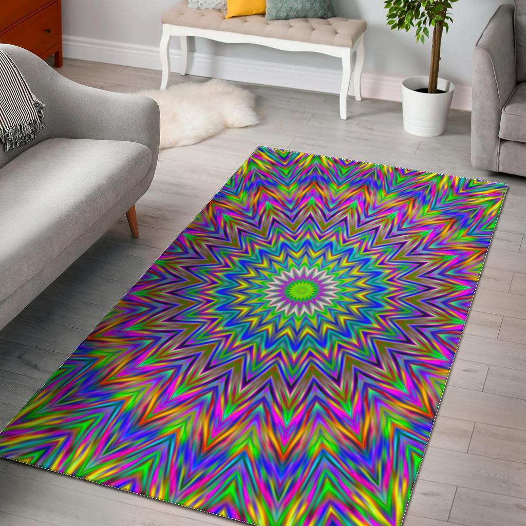 Colorful Psychedelic Optical Illusion Area Rug