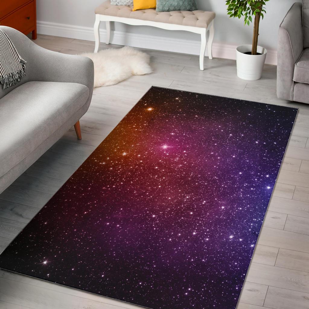 Colorful Stardust Galaxy Space Print Area Rug
