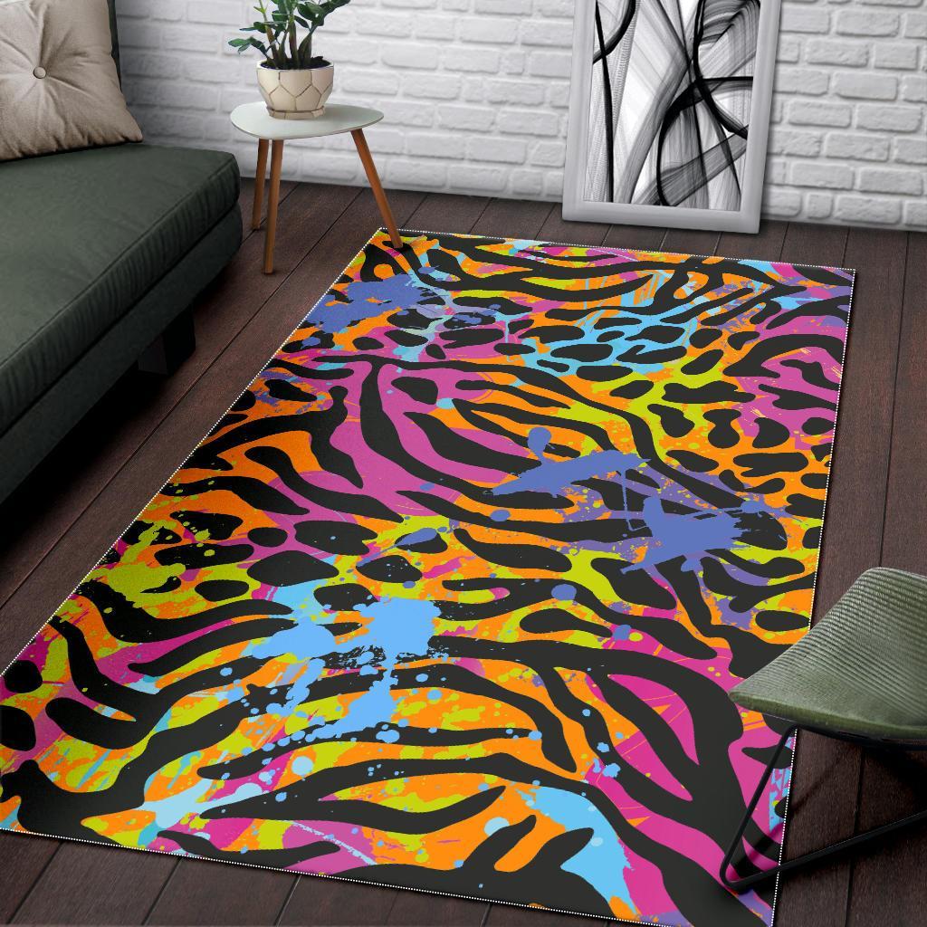 Colorful Zebra Leopard Pattern Print Area Rug
