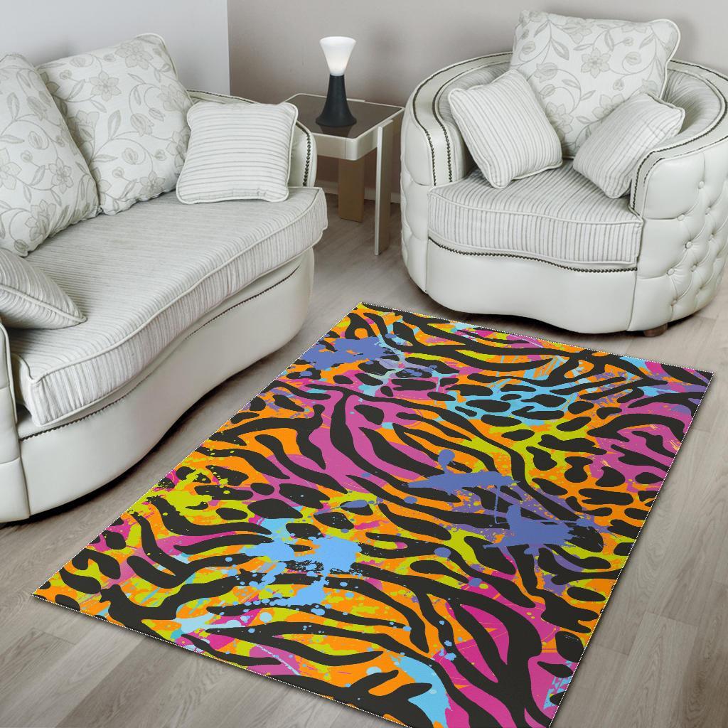 Colorful Zebra Leopard Pattern Print Area Rug