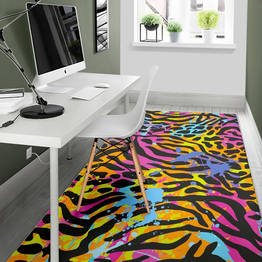 Colorful Zebra Leopard Pattern Print Area Rug