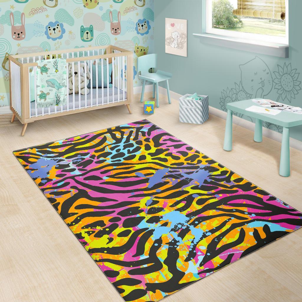 Colorful Zebra Leopard Pattern Print Area Rug