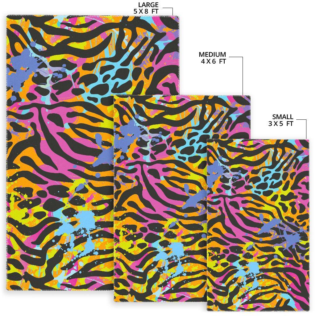 Colorful Zebra Leopard Pattern Print Area Rug