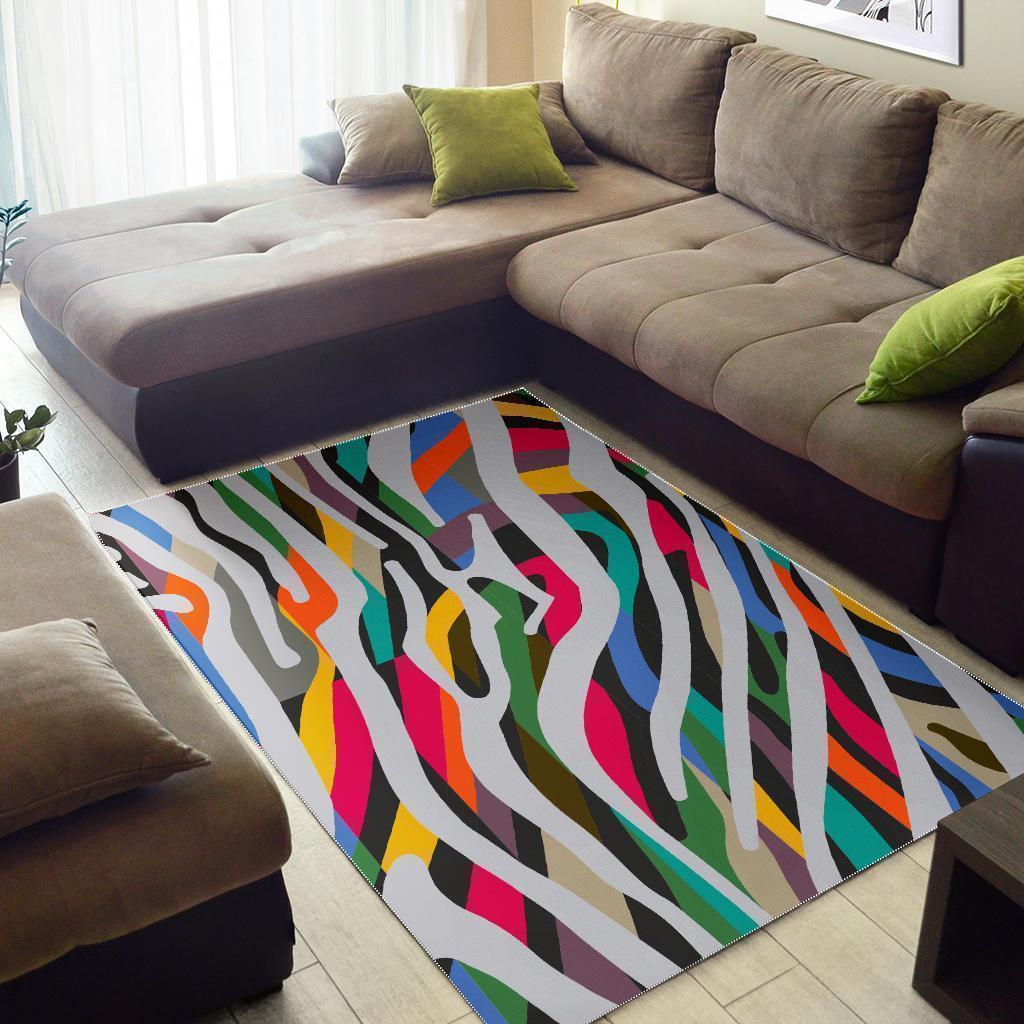 Colorful Zebra Pattern Print Area Rug