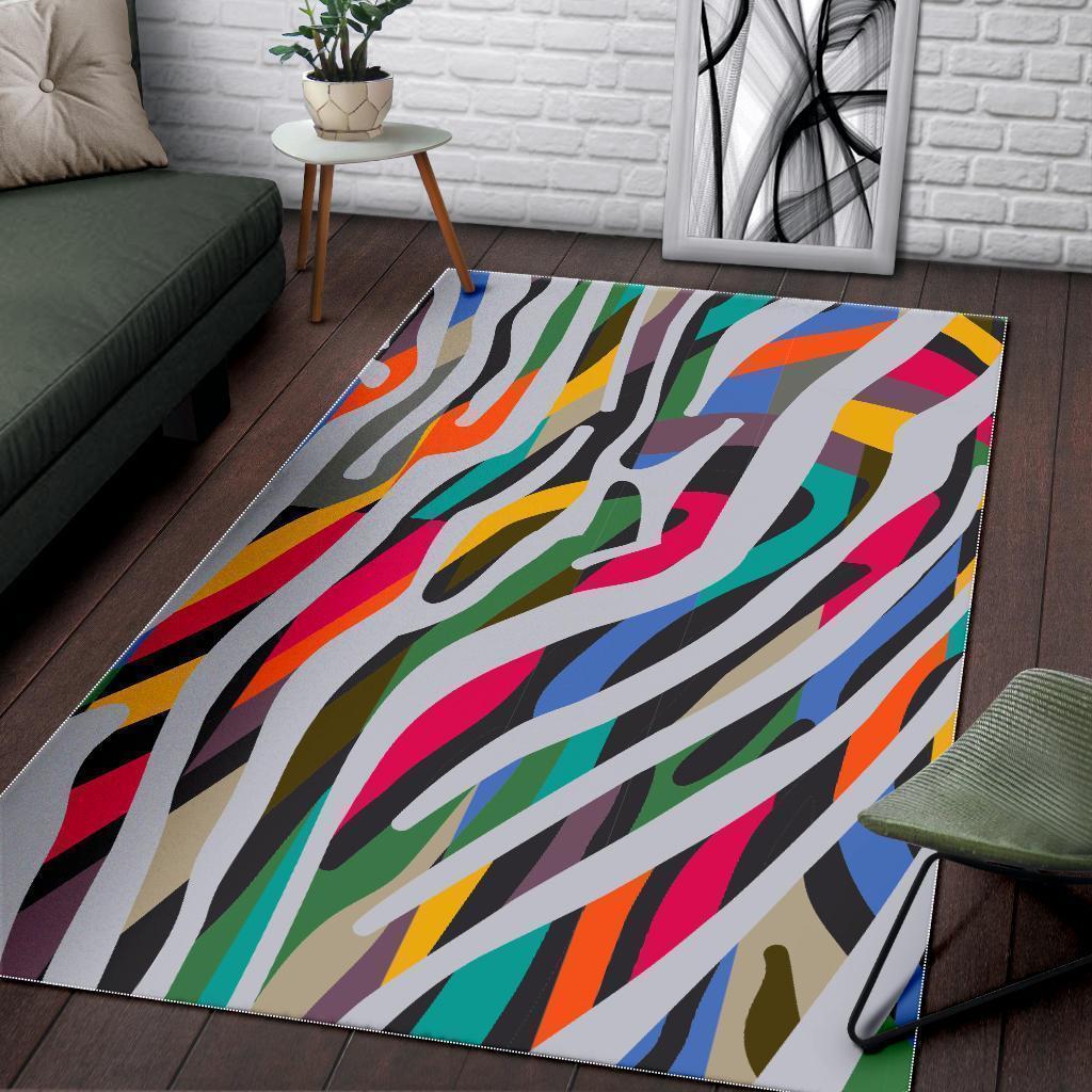 Colorful Zebra Pattern Print Area Rug