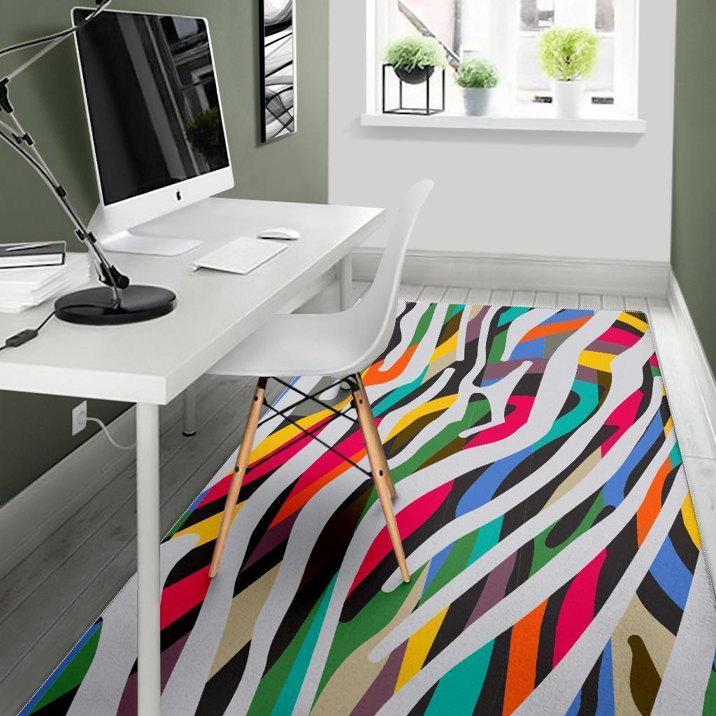 Colorful Zebra Pattern Print Area Rug