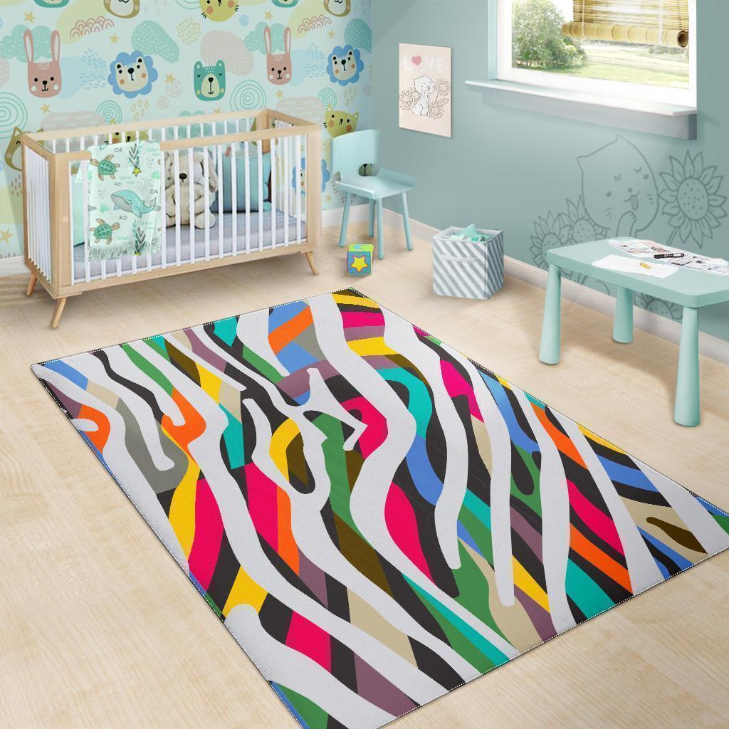 Colorful Zebra Pattern Print Area Rug