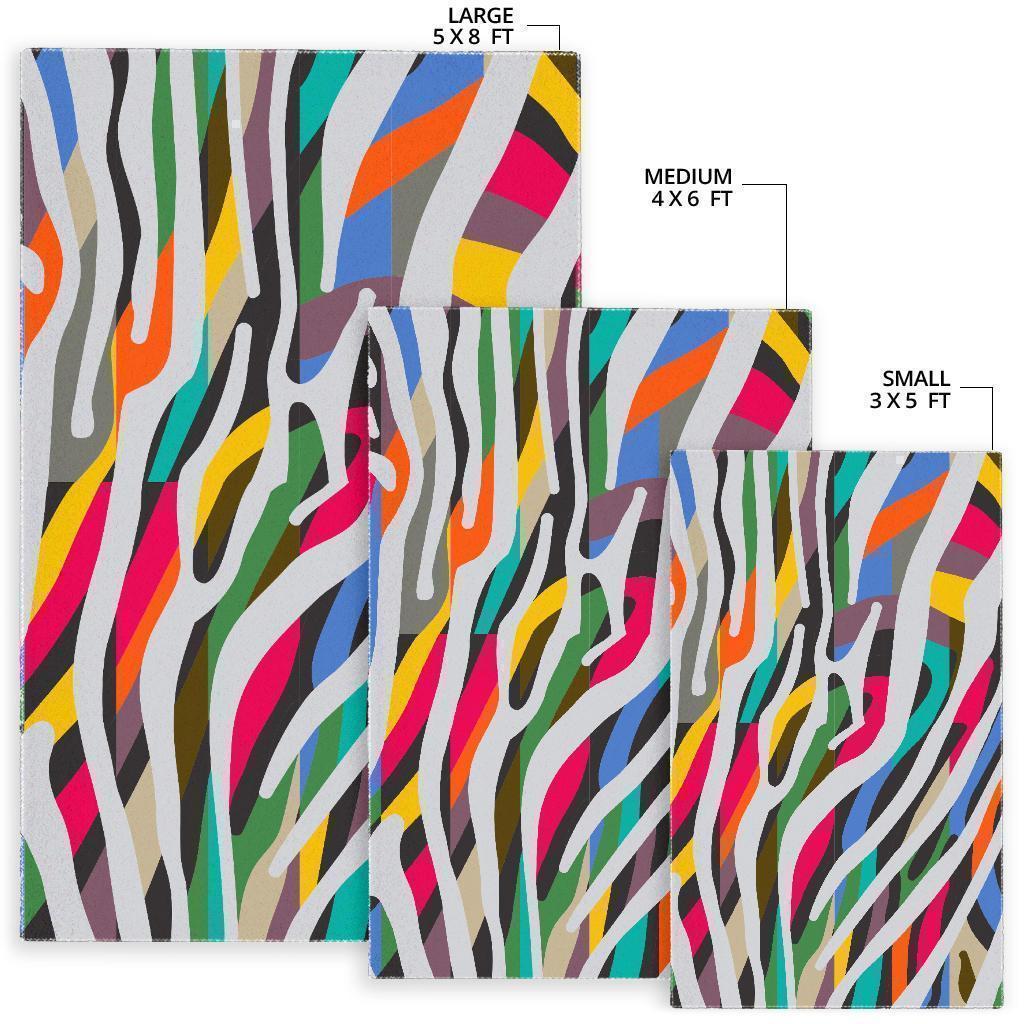 Colorful Zebra Pattern Print Area Rug