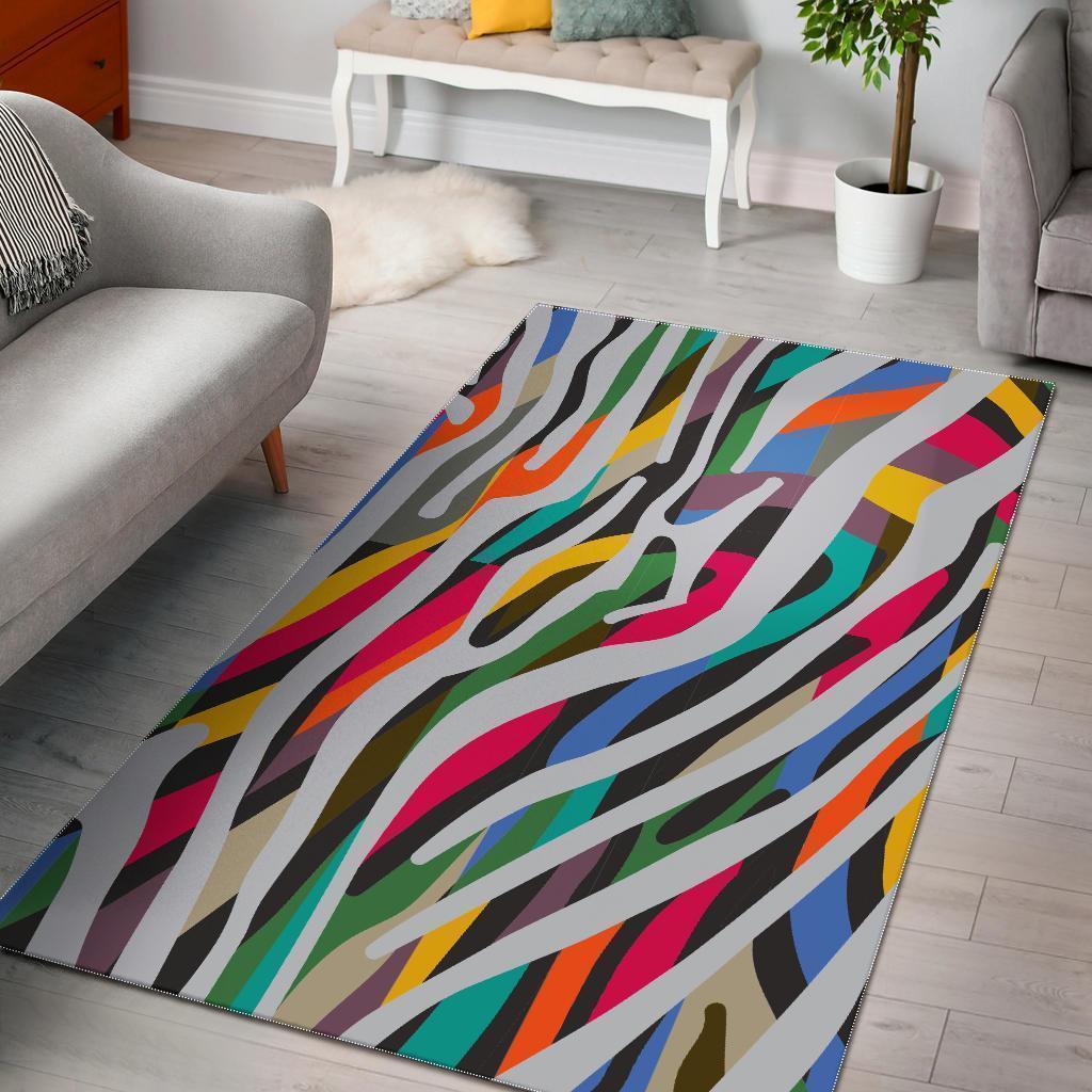 Colorful Zebra Pattern Print Area Rug